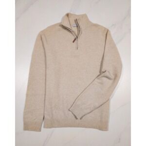 American Blue Pure Cashmere 1/4 Zip Knit Sweater Men's Beige Size Medium